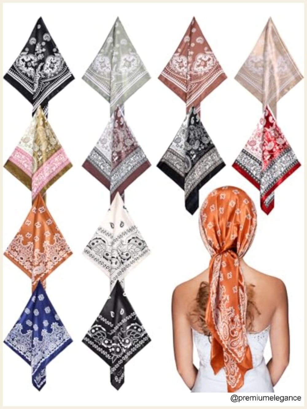 12 Pack Square Satin Scarf for Women Silk-Like Fashion Neck Scarves Hair Wraps